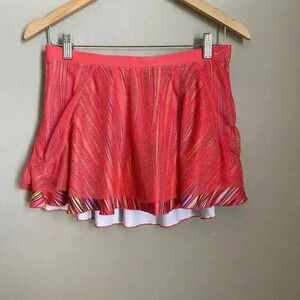 Nike Dri-Fit Skort Mesh Overlay Coral Striped XS